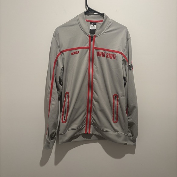 Nike Elite Lebron James Ohio State Buckeyes Warmup Jacket Mens M Gray Full Zip - Picture 1 of 8